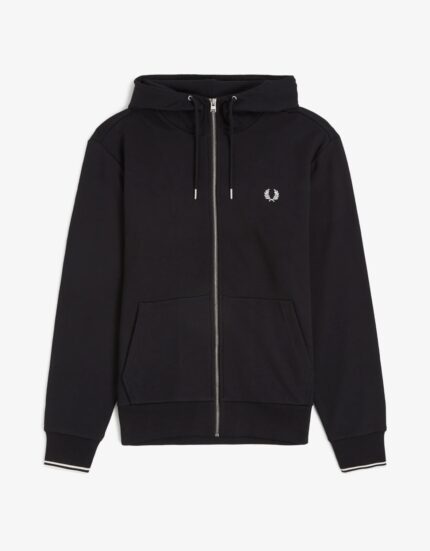 Hoodie Zip Black Fred Perry