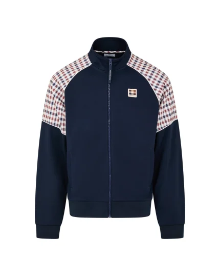 Check Sleeves Tracktop Navy Aquascutum